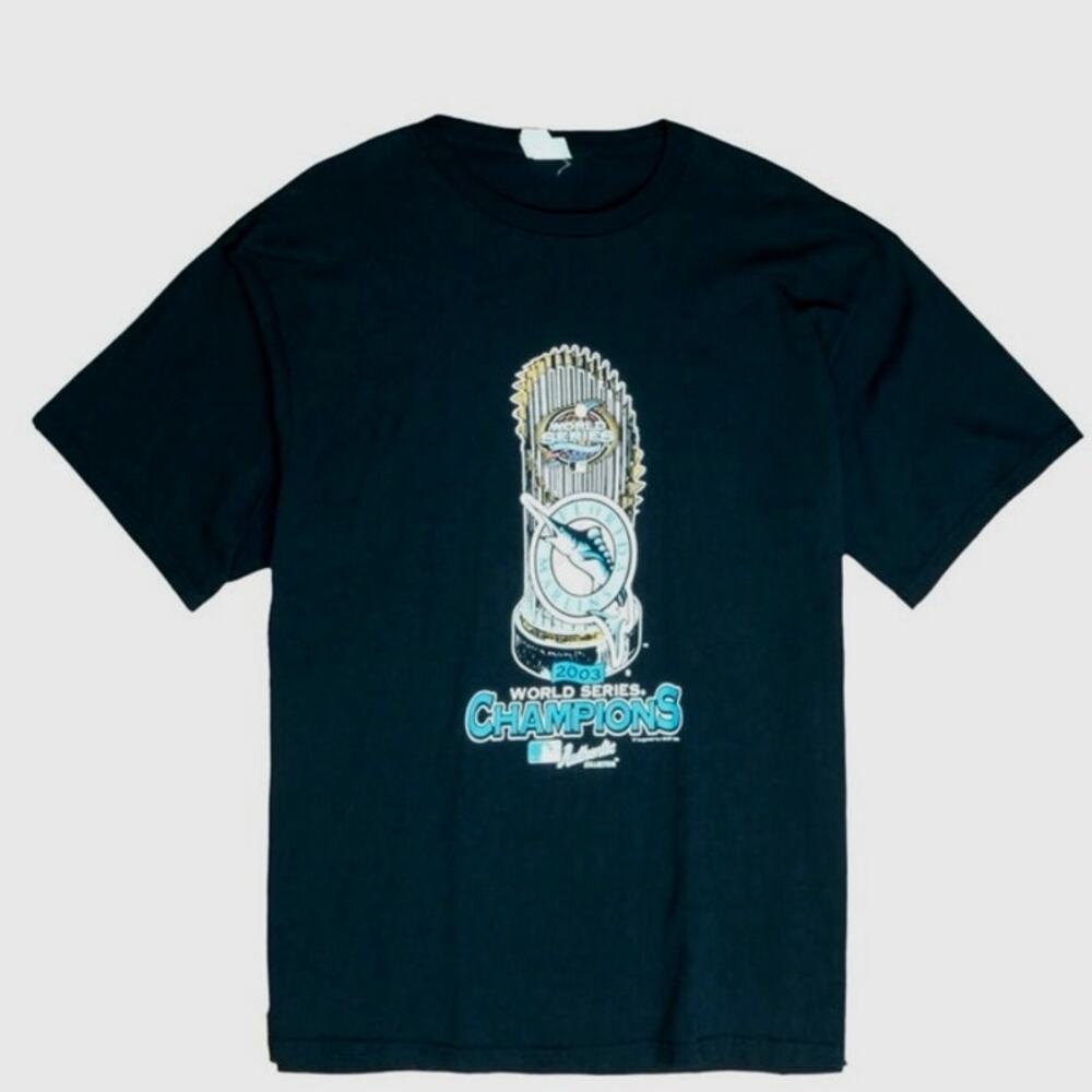 VINTAGE FLORIDA MARLINS WORLD SERIES CHAMPIONS LEE SPORT T-SHIRT XL 2003 MLB
